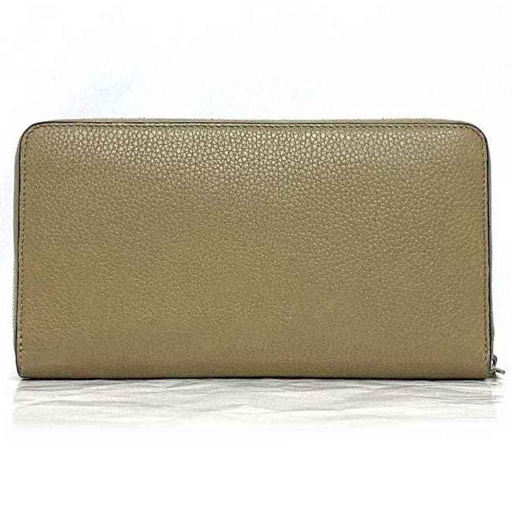 CELINE Round Long Wallet Beige Red Silver Leather Zip Ladies - Picture 2 of 10